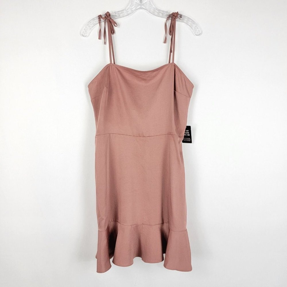 Express Tie Shoulder Ruffle Hem Fit And Flare Dress Womens Size Medium Rose Pink - Picture 1 of 10